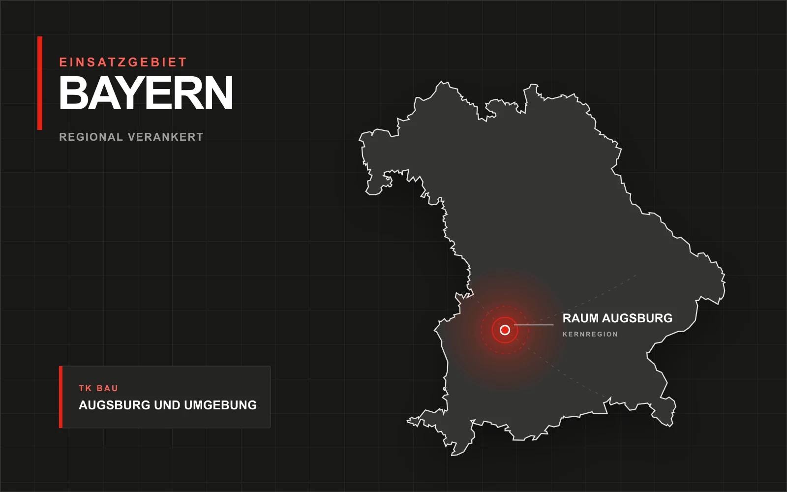 Neue TK-Bau-Einsatzgebietskarte für Bayern mit Kernregion Augsburg